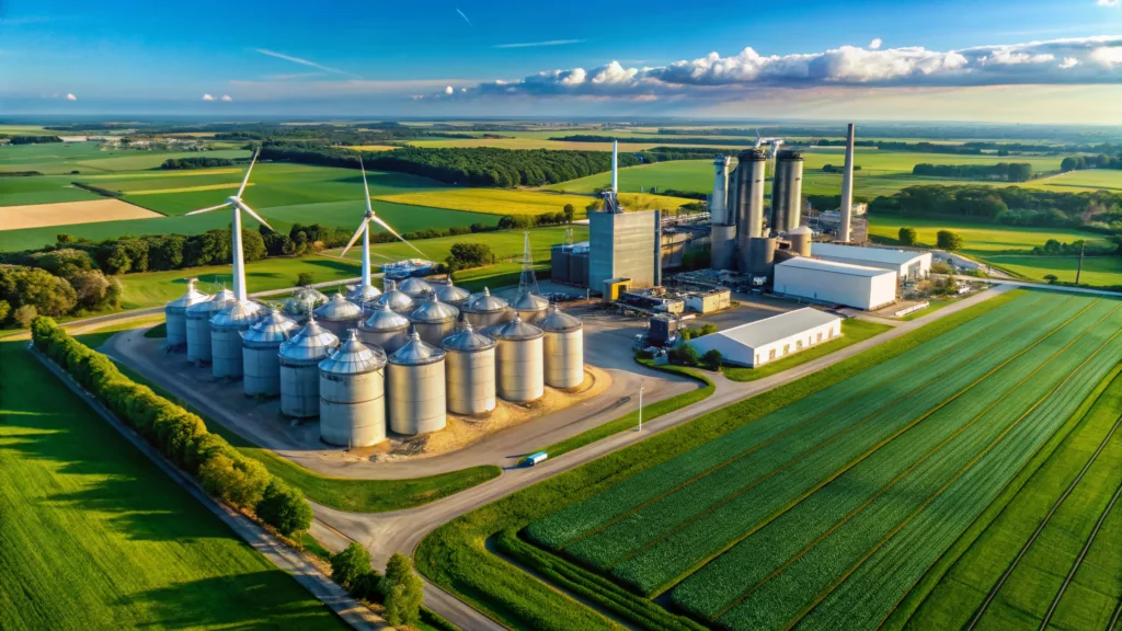 WoodinChem - woodinchem actualites orginal name 52 midwest ethanol plant & grain elevators: aerial view with wind turbines